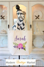 Load image into Gallery viewer, Bridesmaid Tote Bags | Floral Tote Bag |Wedding Party Bags |Bachelorette Bags |Monogram Tote Bag|Personalized Bag
