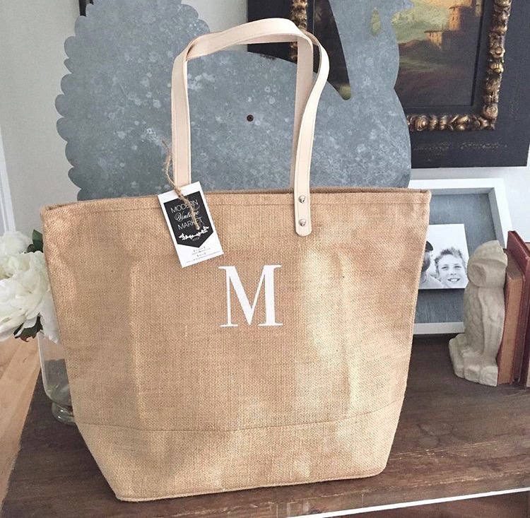 Monogrammed Jute Bag