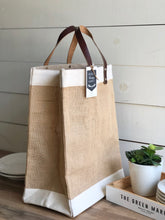 Load image into Gallery viewer, Healthy Crap|Quote Jute Bags|IT&#39;S WINE|Organic Food|Beach Bag|Market Bag|Jute Tote bag|Shopping Bag|Burlap Bag|Farmhouse Bag|Grocery Bag
