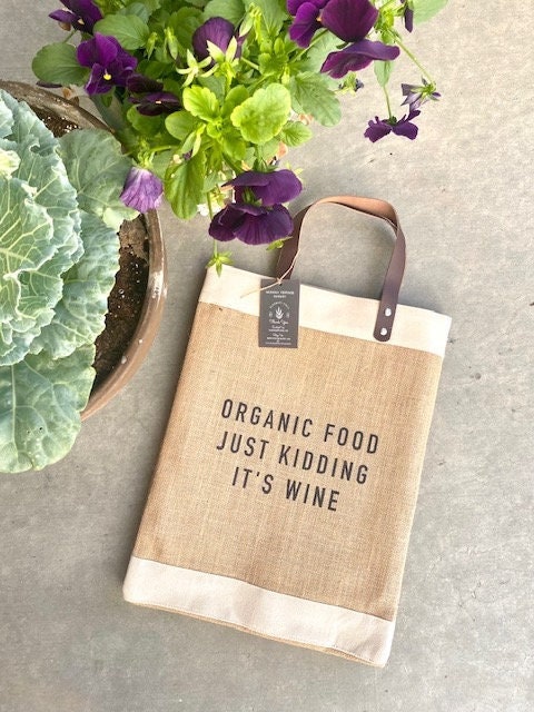 Quote Jute Bags|Organic Food|Beach Bag|IT'S WINE|Gift for Her|Market Bag|Jute Tote bag|Shopping Bag|Burlap Bag|Farmhouse Bag|Grocery Bag