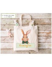 Load image into Gallery viewer, Personalized Easter Basket Tote Bag|Easter Gift Ideas|Easter Bunny Bags|Easter Tote Bag|Girls Easter Bag|Boys Easter Bag|Bunny Tote|GREEN
