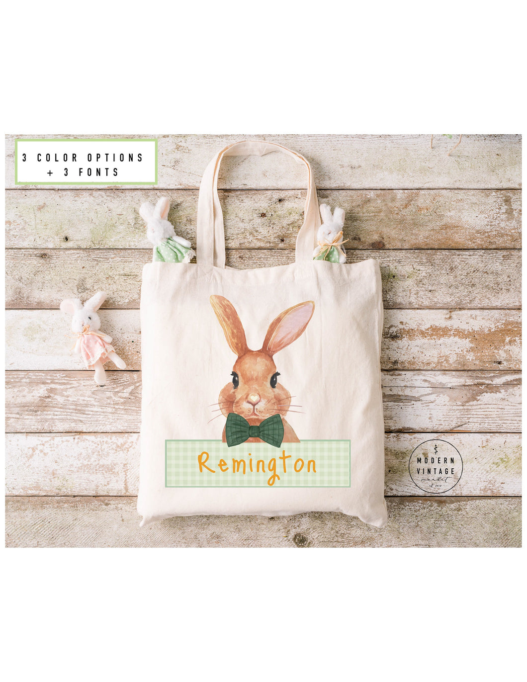 Personalized Easter Basket Tote Bag|Easter Gift Ideas|Easter Bunny Bags|Easter Tote Bag|Girls Easter Bag|Boys Easter Bag|Bunny Tote|GREEN
