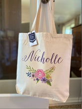 Load image into Gallery viewer, Bridesmaid Tote Bags | Floral Tote Bag |Wedding Party Bags |Bachelorette Bags |Monogram Tote Bag|Personalized Bag

