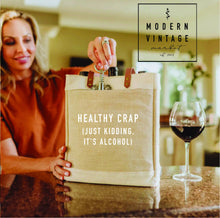 Load image into Gallery viewer, Healthy Crap Wine Tote| Wine Tote Bag |IT&#39;S WINE| It&#39;s Alcohol| Insultaed Wine Bag| 3 Bottle Wine Bag
