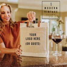 Load image into Gallery viewer, Custom Logo Wine Tote| Personalized Wine Tote Bag |Promotional Wine Bag| Logo Wine Tote| 3 Bottle Wine Bag
