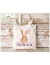 Load image into Gallery viewer, Personalized Easter Basket Tote Bag | Easter Gift Ideas| Easter Bunny Bags | Easter Tote Bag |Girls Easter Bag|Easter Bag|Bunny Tote|PINK
